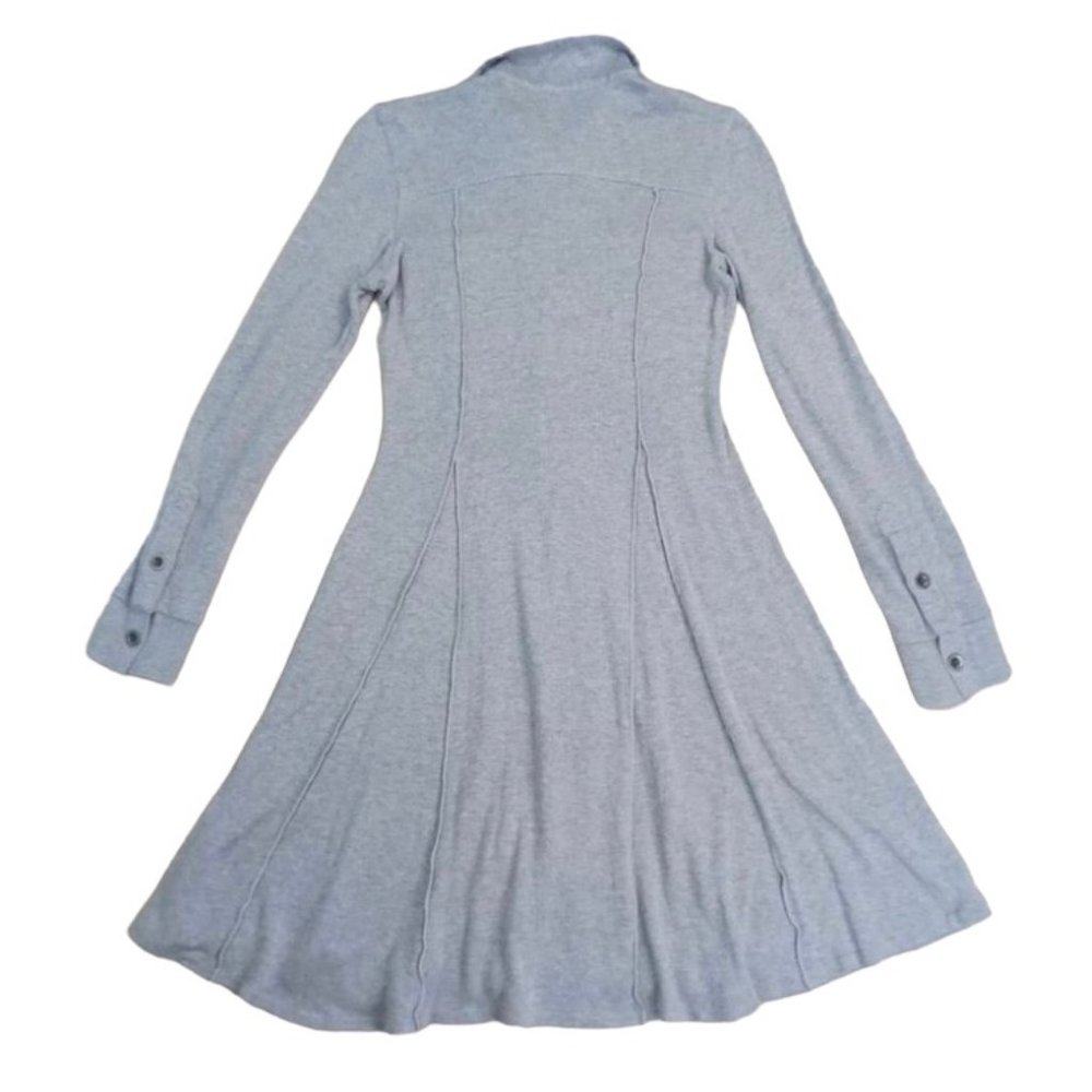 *SOLD* Free People Womens Shirt Dress Gray Button Front Military No Size Tag - Picture 2 of 11